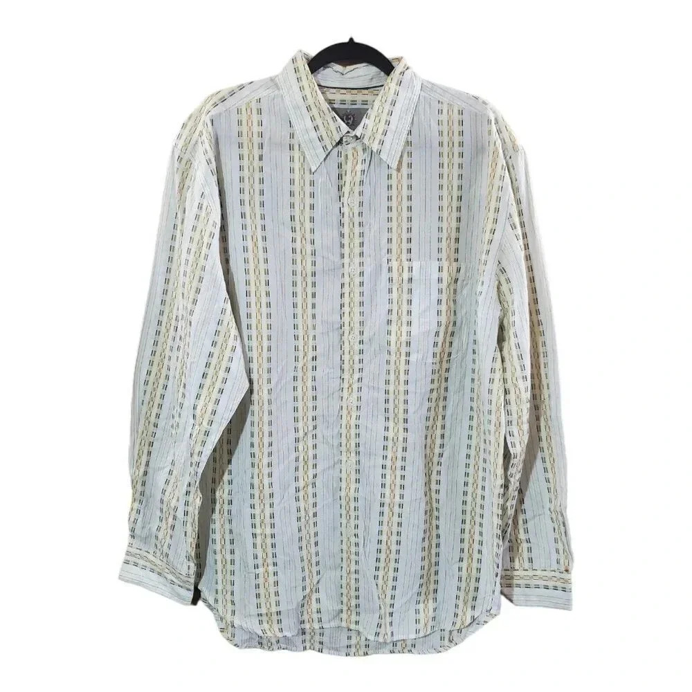 The Territory Ahead Mens Large Long Sleeve Button Down Shirt 100 Cotton Striped